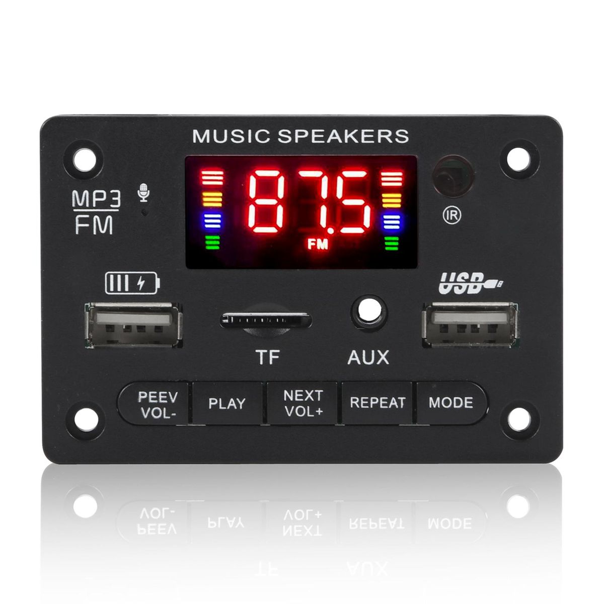 MP3 Player Decoder Support FM TF USB AUX Cars MP3 Player Black