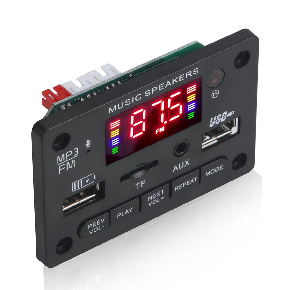 MP3 Player Decoder Support FM TF USB AUX Cars MP3 Player Black