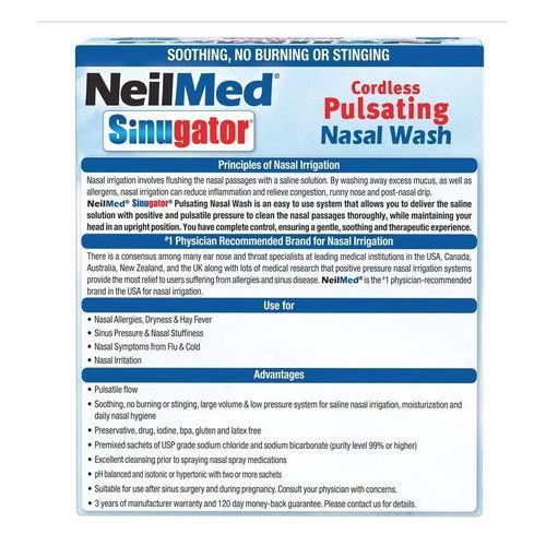 Sinugator Cordless Pulsating Nasal Wash Kit With One Irrigator, 30 Pre Mixed Packets