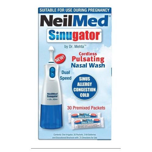 Sinugator Cordless Pulsating Nasal Wash Kit With One Irrigator, 30 Premixed Packets