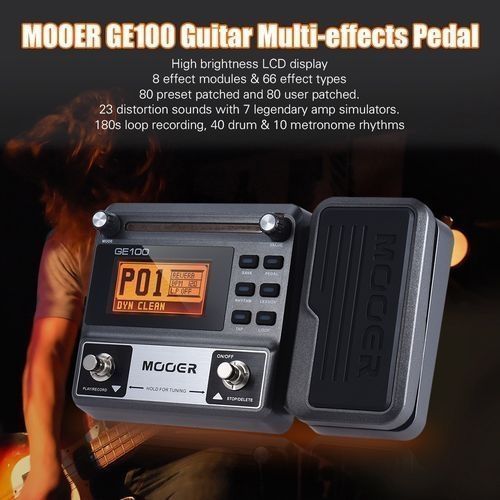GE100 Guitar Multi-effects Processor Effect Pedal With Loop Recording(180 Seconds) Tuning Tap Tempo Rhythm Setting Scale & Chord Lesson Functions