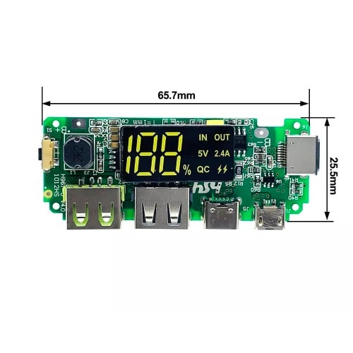 5V 2.4A Dual USB 18650 Battery Charger Power Bank Module With Digital LED