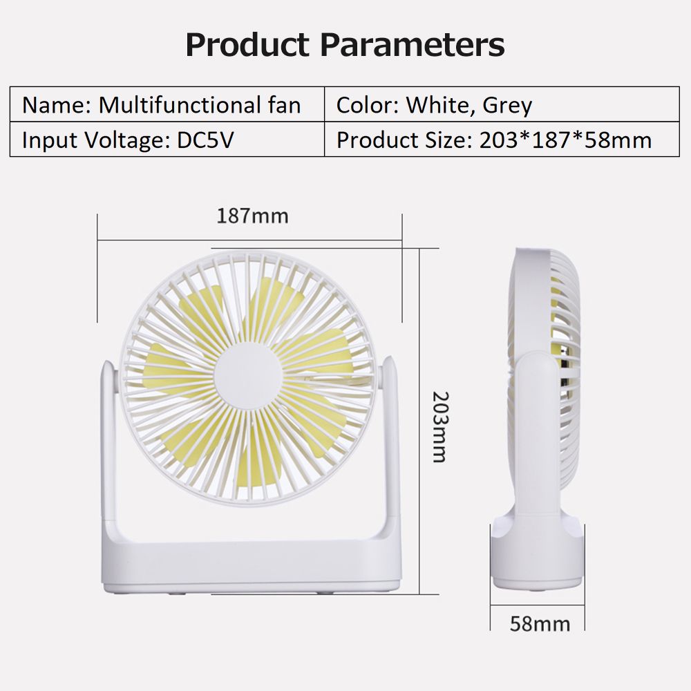 Multifunctional Rechargeable Desktop Fan Low Noise 4-gear