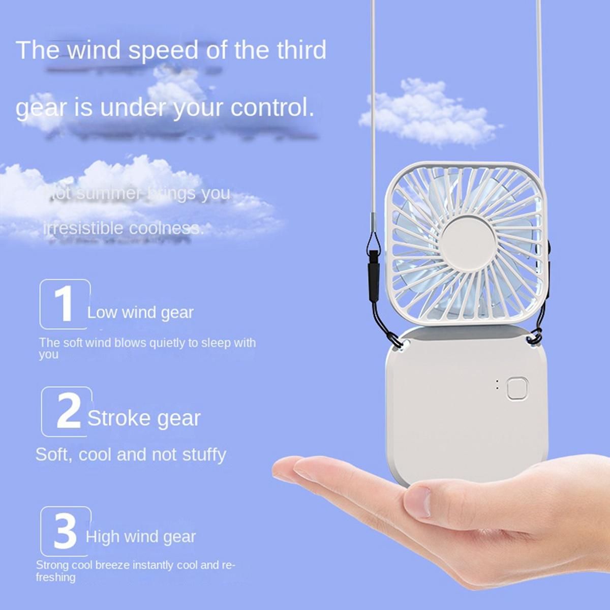 Portable Fan USB Hanging Neck Fan Rechargeable Handheld Fan(
