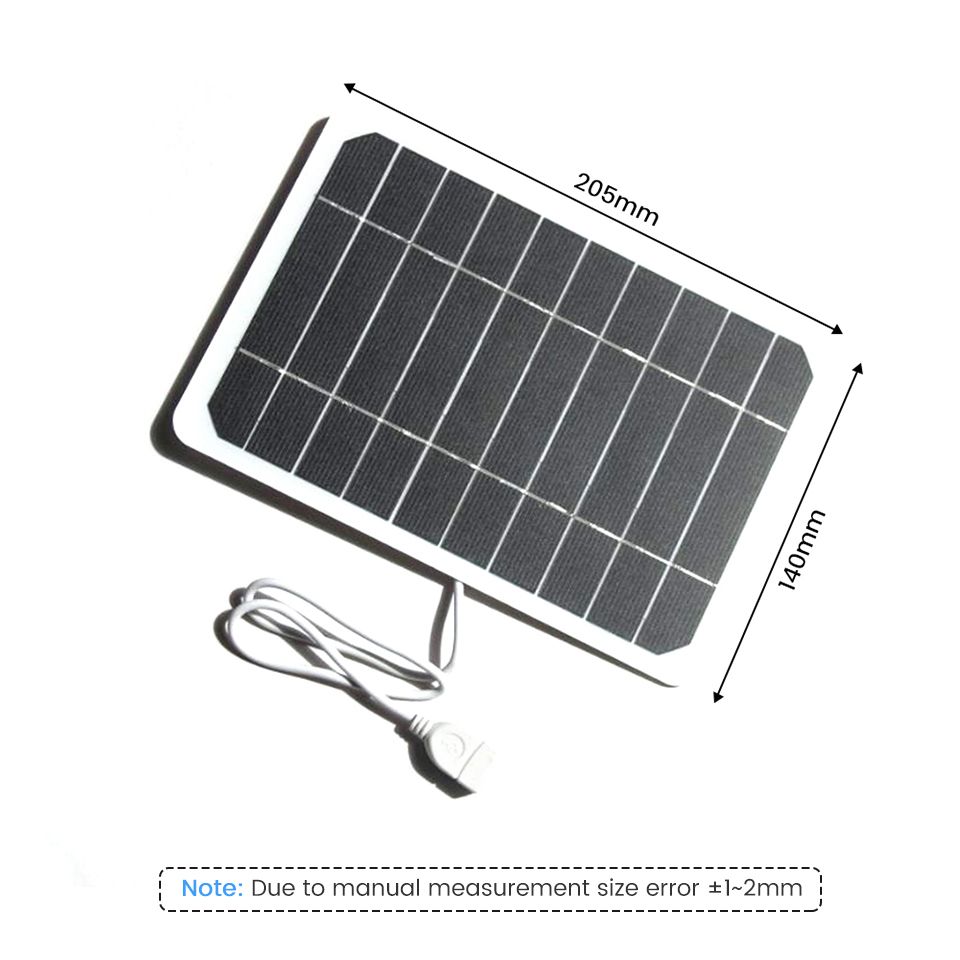 205*140MM 5V 5W Solar Panel High Power For Mobile Phone USB Solar Power Battery Solar Charger Camping
