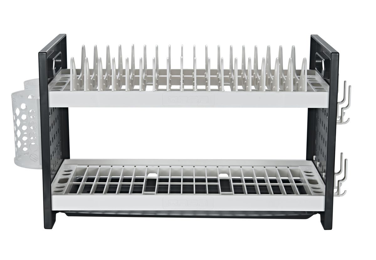 New Rustless 2Tier Plastic Dish Drainer Plate Rack Plus