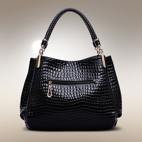 Ladies Fashion Crocodile Pattern Patent Leather Handbag