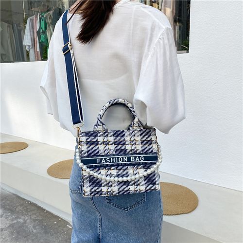 New Women's Foreign Style Net Red Plaid Handbag Tote Bag