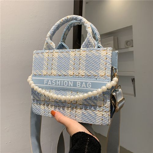 New Women's Foreign Style Net Red Plaid Handbag Tote Bag