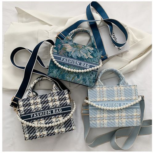 New Women's Foreign Style Net Red Plaid Handbag Tote Bag