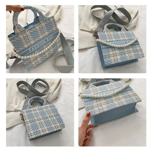 New Women's Foreign Style Net Red Plaid Handbag Tote Bag
