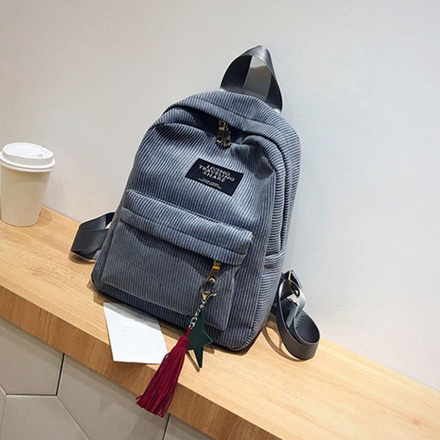 Women's Canvas Tassel School Bags Travel Backpack Bag
