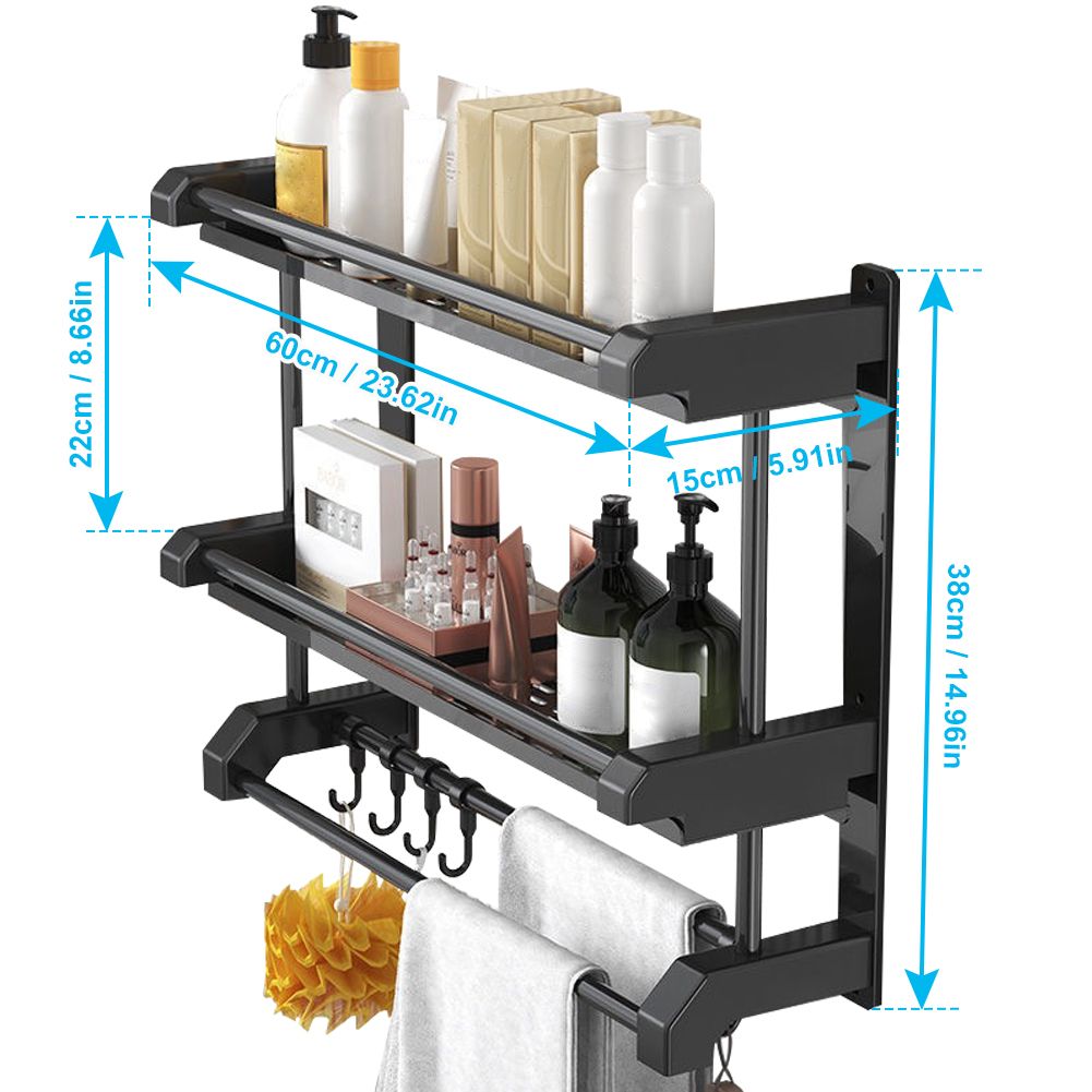 Bathroom Rack Wall-mounted Towel Rack- Double Layer - 60cm