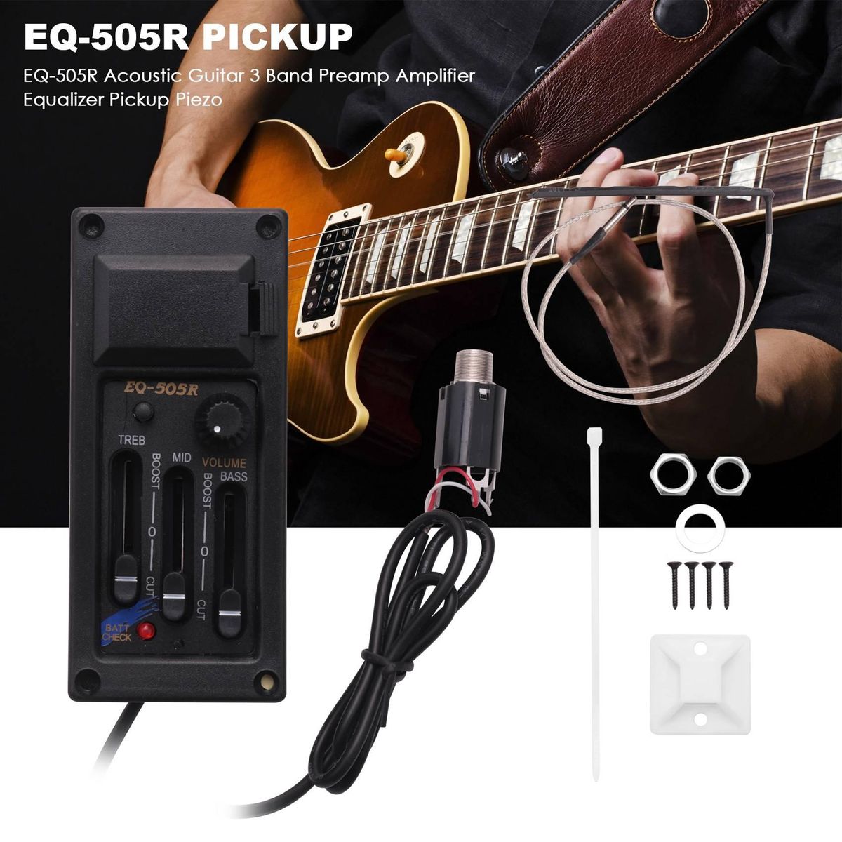 EQ-505R Acoustic Guitar 3 Band Preamp Amplifier Equalizer