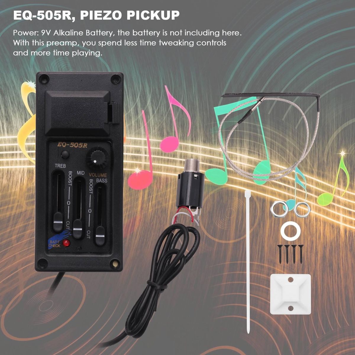 EQ-505R Acoustic Guitar 3 Band Preamp Amplifier Equalizer