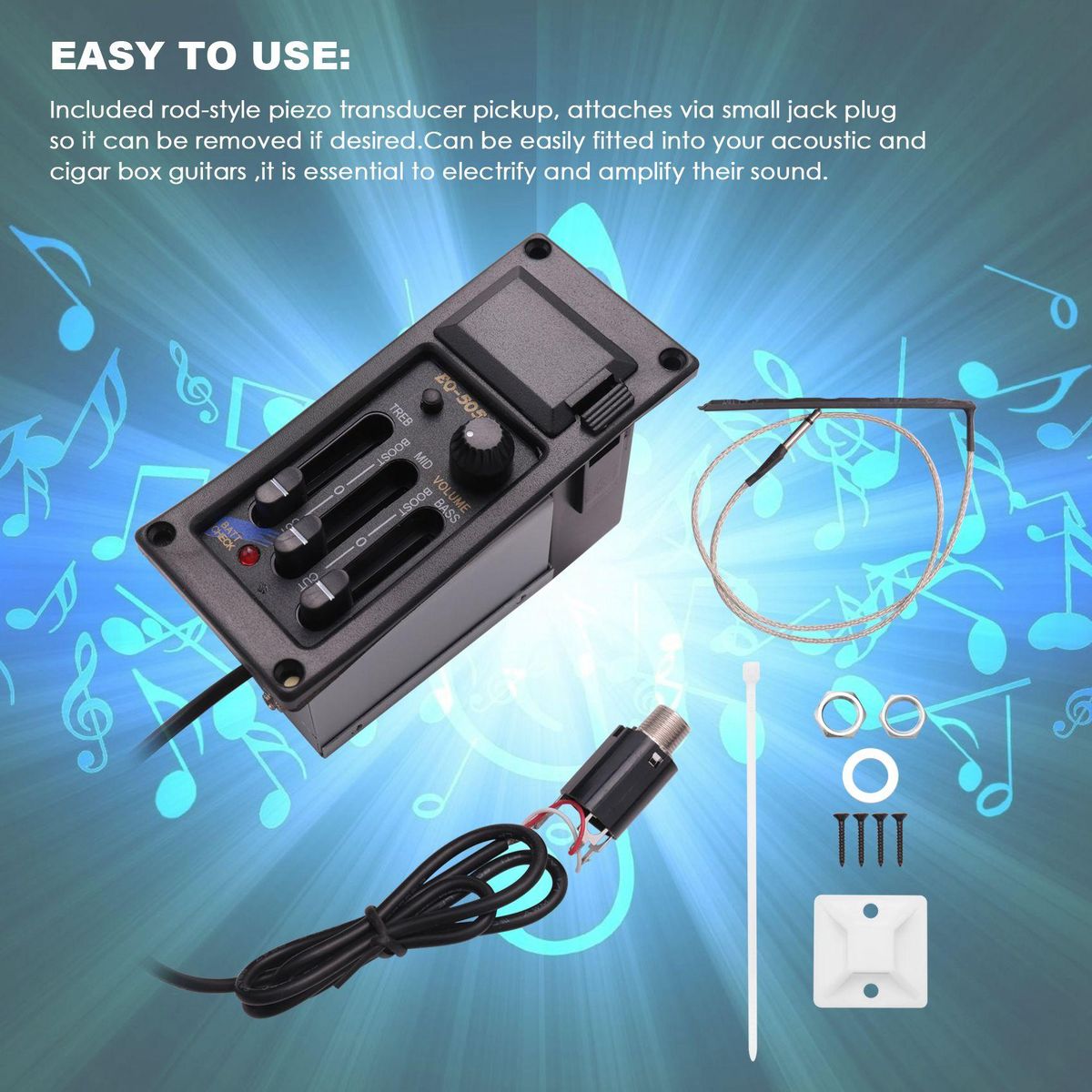 EQ-505R Acoustic Guitar 3 Band Preamp Amplifier Equalizer
