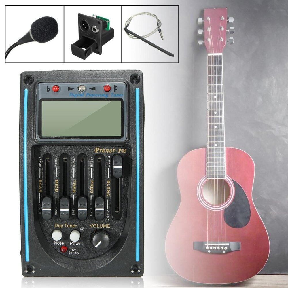 5-Band Acoustic Guitar Preamp EQ Equalizer Piezo Pickup Amplifier LCD Tuner MIC