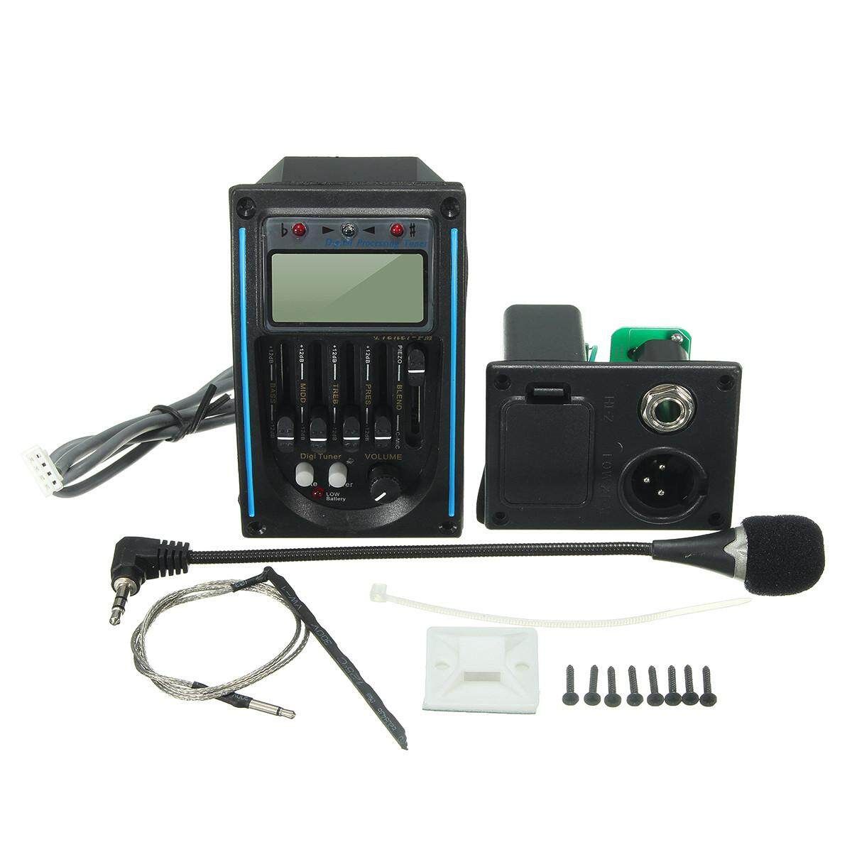 5-Band Acoustic Guitar Preamp EQ Equalizer Piezo Pickup Amplifier LCD Tuner MIC