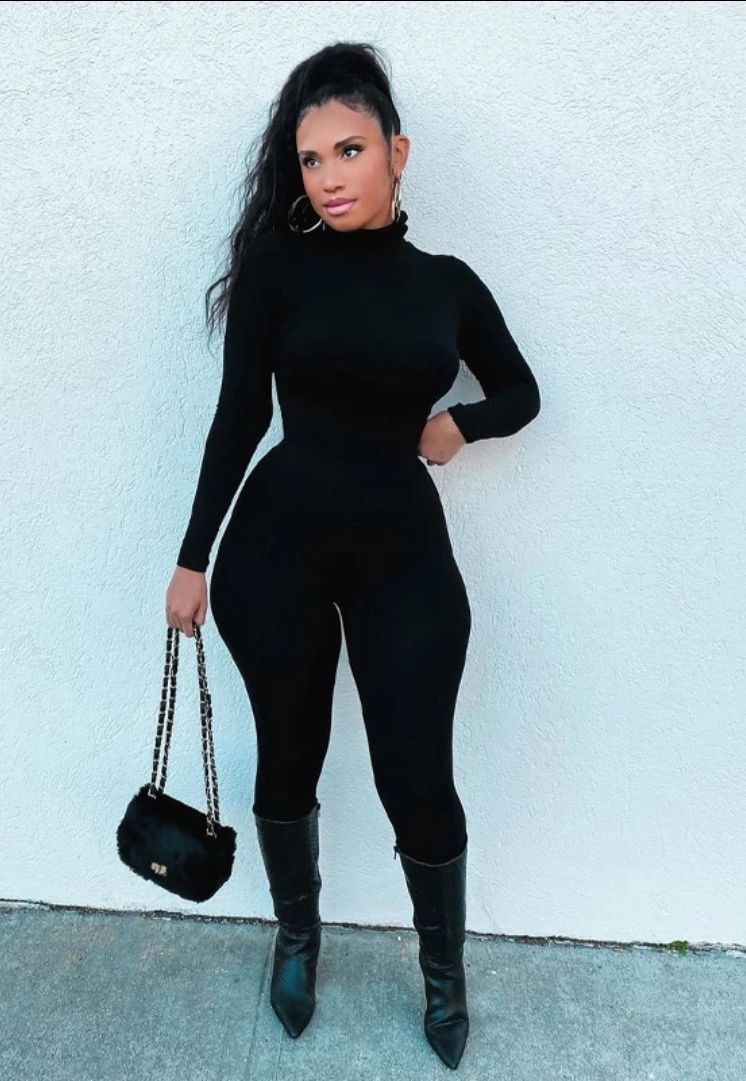 Anabel Black Sexy Female Jumpsuit Suit
