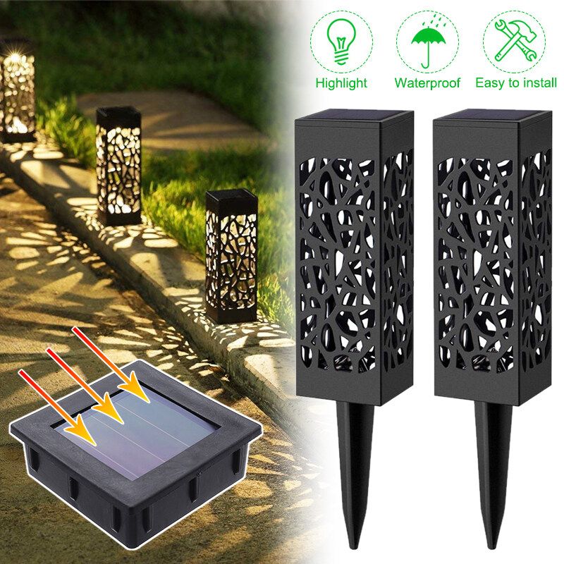 2Pcs Solar Powered Landscape LED Light Ground /Floor Lamp Waterproof White/Warm White Lawn Decoration For Porch Patio Yard Pathway Outdoor Garden White