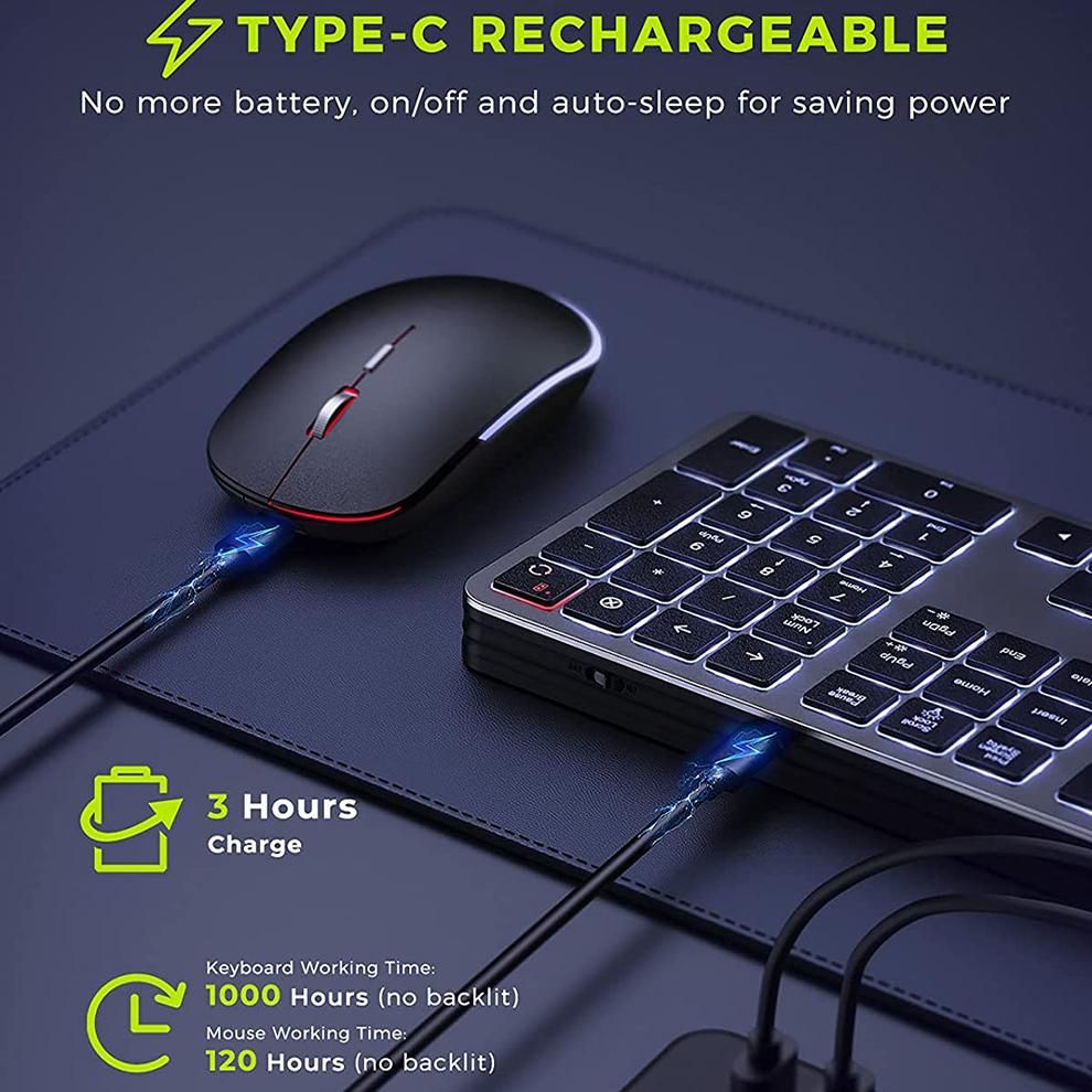 Backlight Wireless Keyboard and Mouse Combo 2.4G USB Silent Keyboard Set
