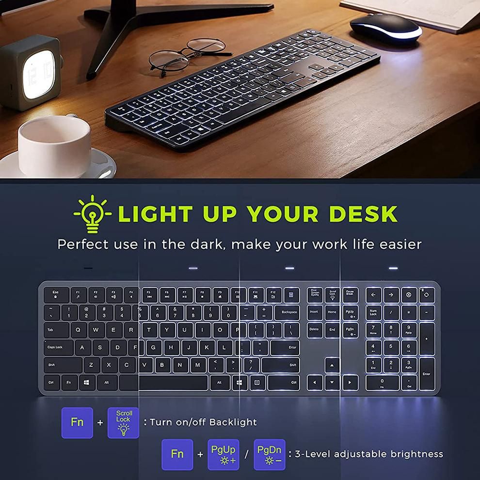 Backlight Wireless Keyboard and Mouse Combo 2.4G USB Silent Keyboard Set