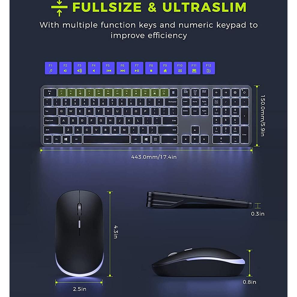 Backlight Wireless Keyboard and Mouse Combo 2.4G USB Silent Keyboard Set