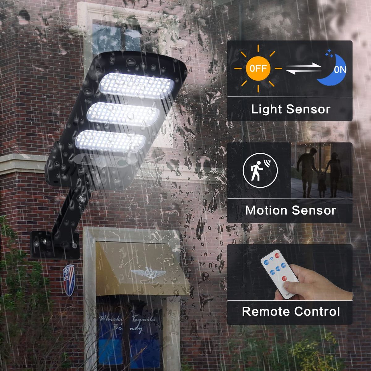2pcs Solar Street Lights 213LED Remote Control Motion Sensor