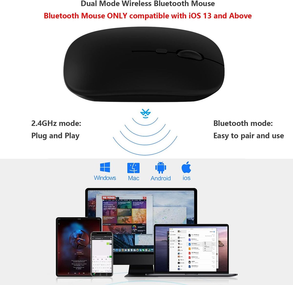 Bluetooth Wireless Mouse Silent Office Rechargeable Mouse