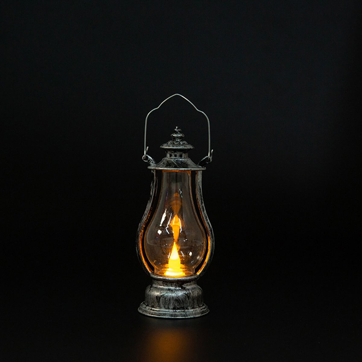 Electronic Candle Light Hanging LED Lantern Lamp Antique Silver