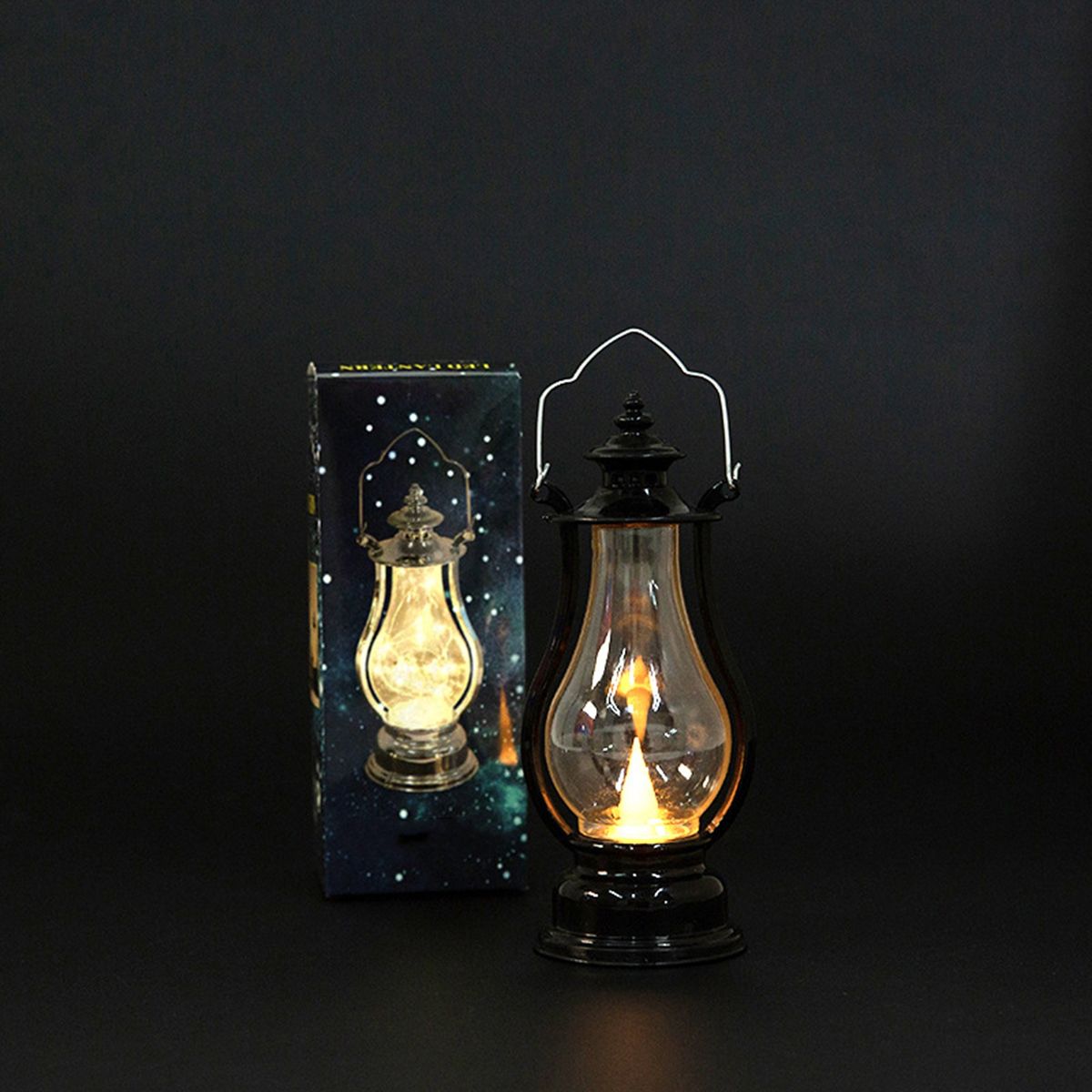 Electronic Candle Light Hanging LED Lantern Lamp Black