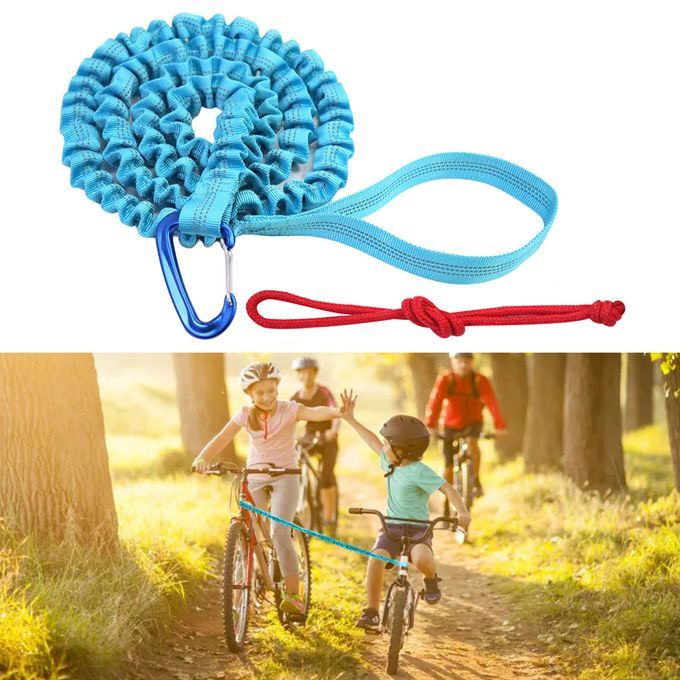 Tow Rope Stretch Pull Strap With Loops Bungee Cord Stretches Up Blue