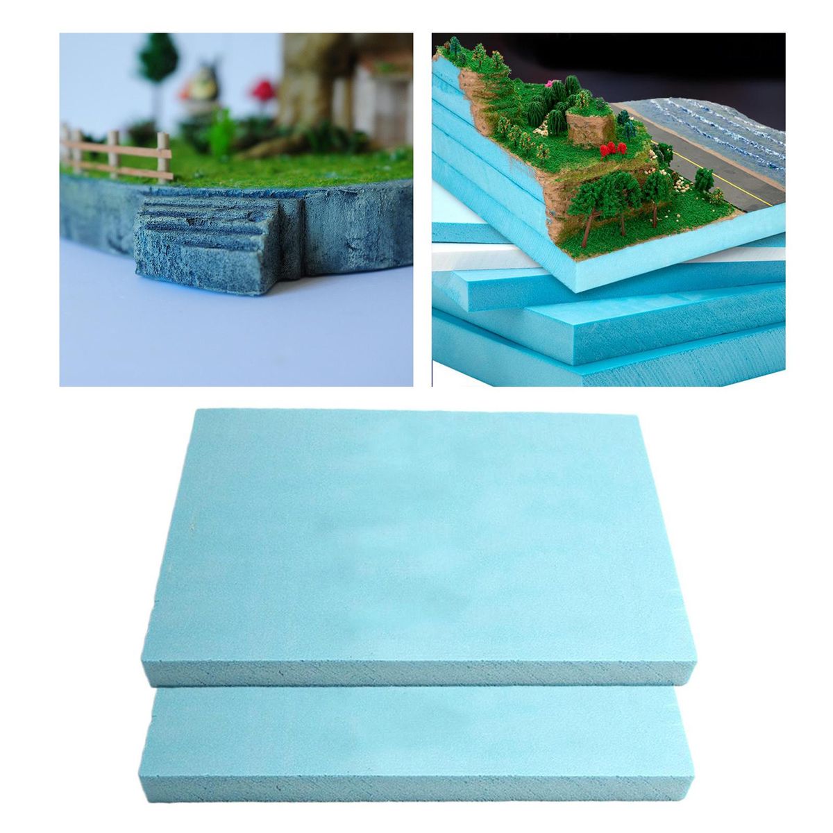 2x Polystyrene Boards Sculpting Sheets Foam Rectangle
