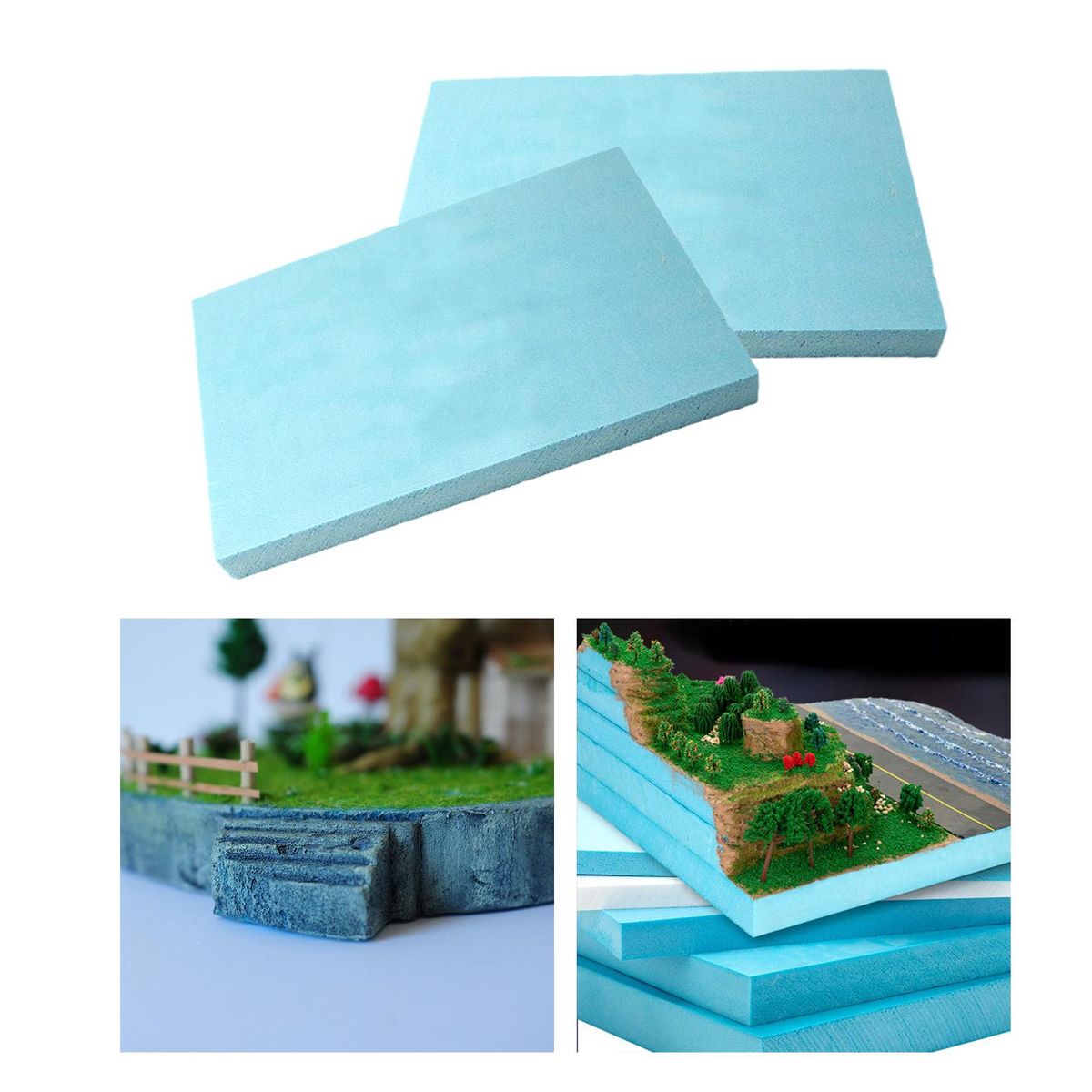 2x Polystyrene Boards Sculpting Sheets Foam Rectangle