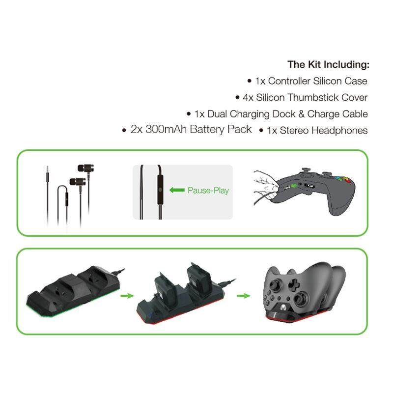 Controller Case+Cover+Dock+ Pack+Headphones SET For XBOX ONE X/XBOX ONE S