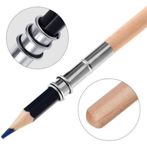 12 Pieces Wooden Pencil Extenders Art Pencil Lengthener