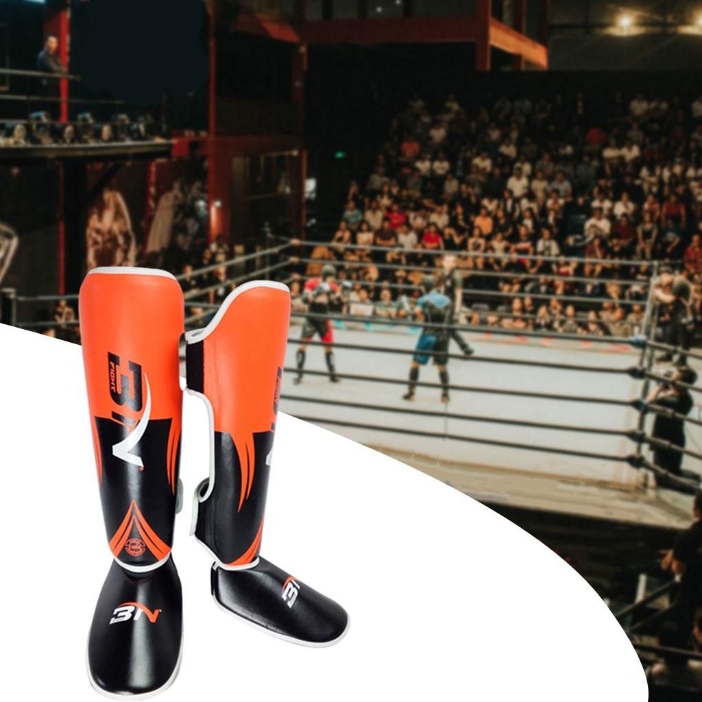 Shin Guards Boxing Muay Thai Protection Leg Training Orange M Teenager