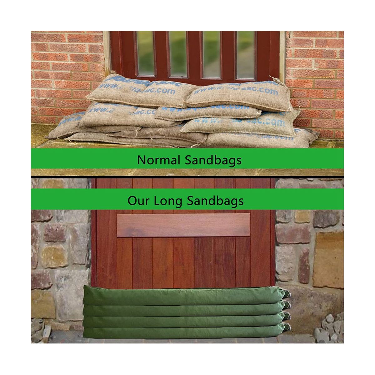 3Pack Long Canvas Sandbags 4Ft X 7Inch Water
