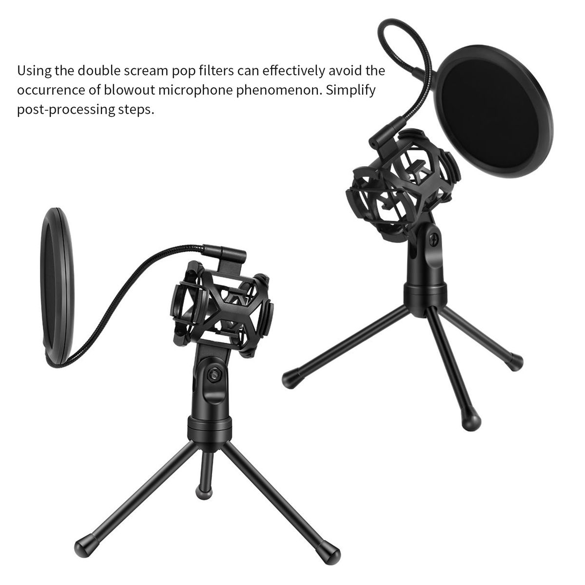 Desktop Microphone Tripod Stand Foldable Mic Stand With