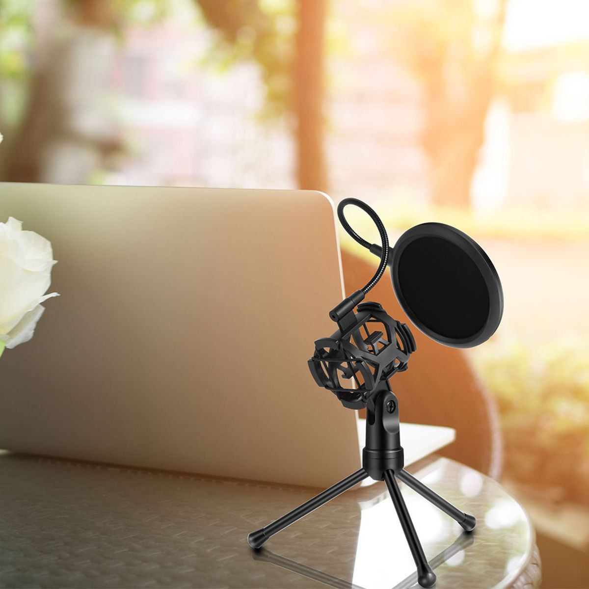 Desktop Microphone Tripod Stand Foldable Mic Stand With