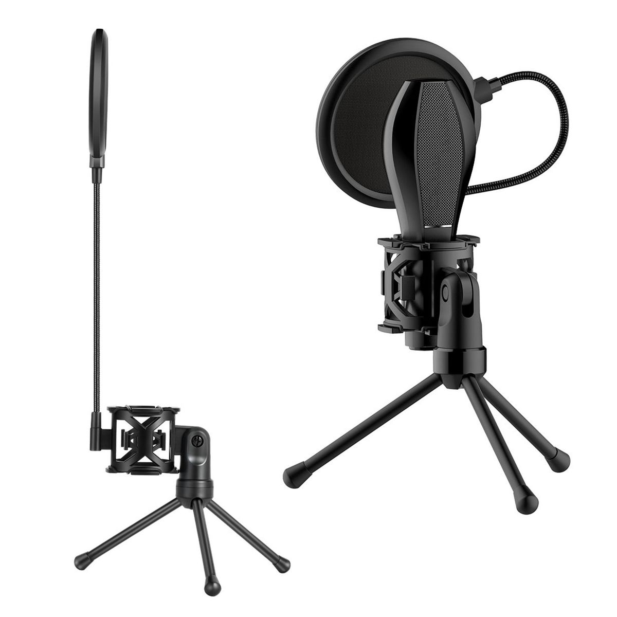 Desktop Microphone Tripod Stand Foldable Mic Stand With