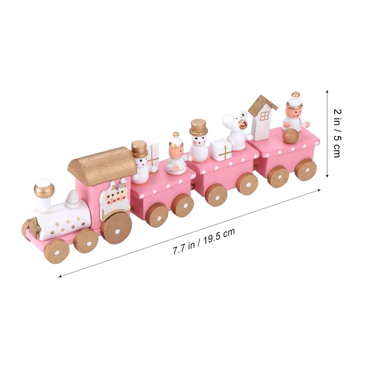 Christmas Wooden Train Ornament with Snowman and Bear Train Rail Set for Kids Christmas Party Kindergarten Decoration,