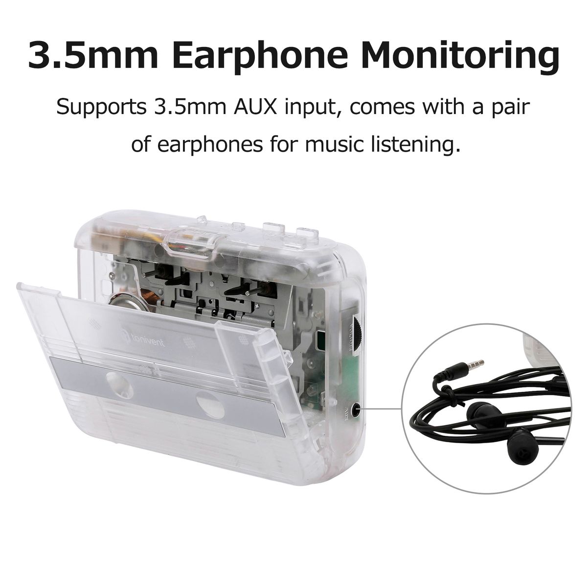 TONIVENT Portable BT Cassette Player Stereo Auto Reverse