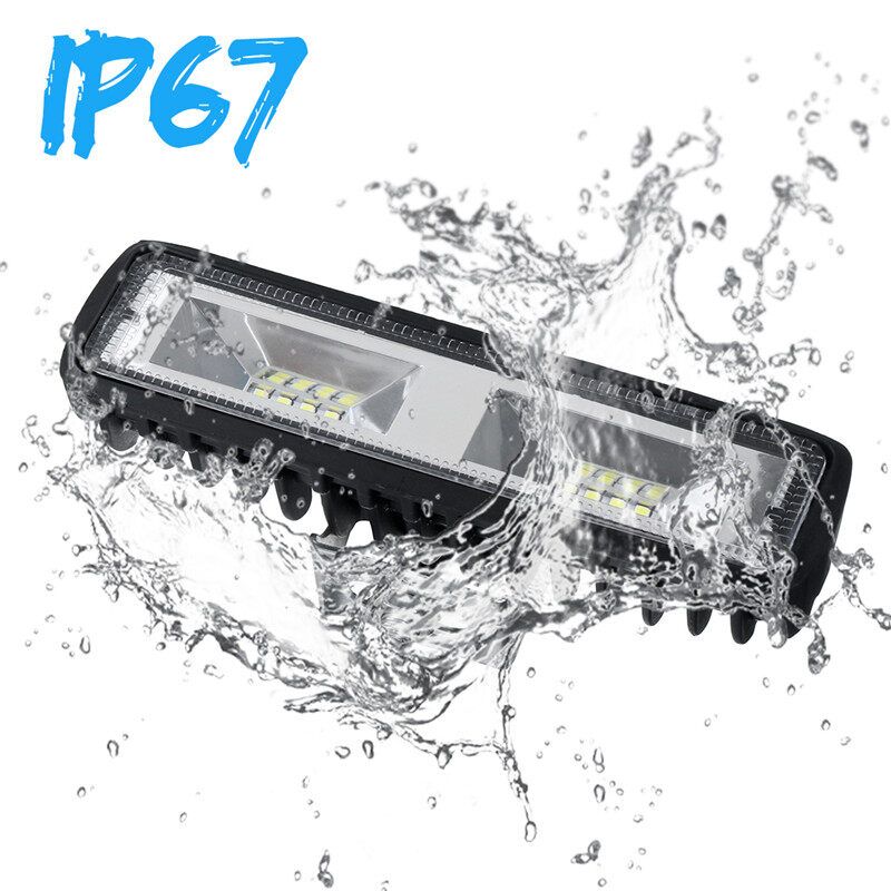( 6inch-Flood Beam-Universal) 16led 48W IP67 Car LED Work Light Bar Driving Lamp Inspection Lamp Strip DC10-30V For Perodua Proton ATV Truck Offroad Excavator Tractor 6500K-WHT