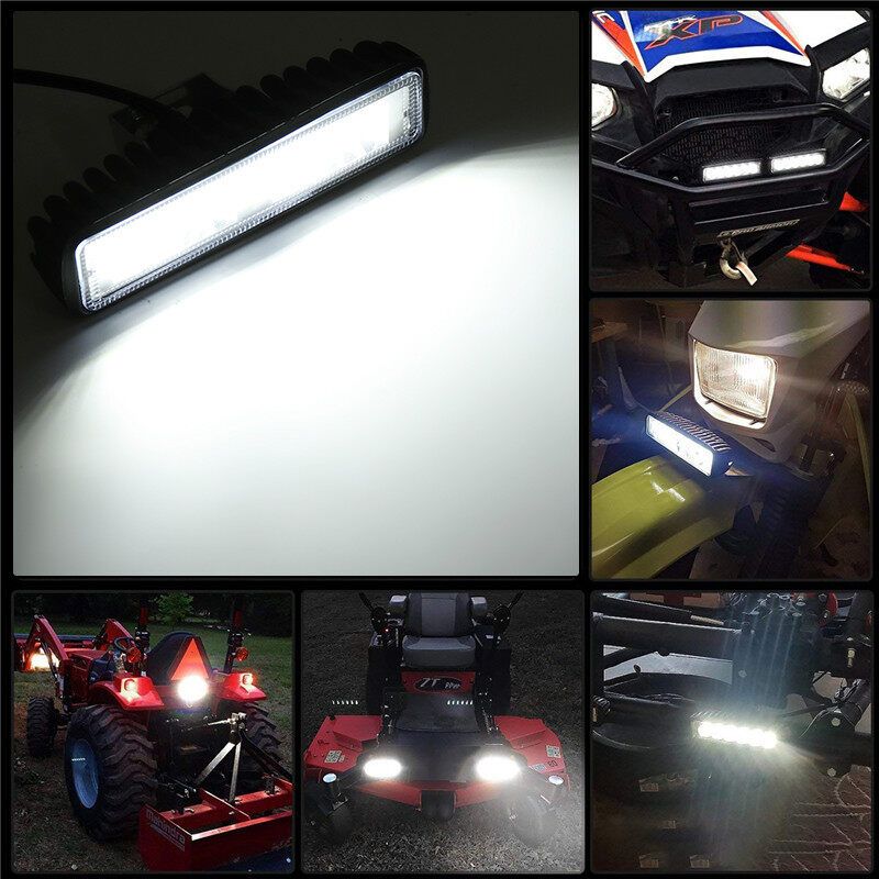 ( 6inch-Flood Beam-Universal) 16led 48W IP67 Car LED Work Light Bar Driving Lamp Inspection Lamp Strip DC10-30V For Perodua Proton ATV Truck Offroad Excavator Tractor 6500K-WHT
