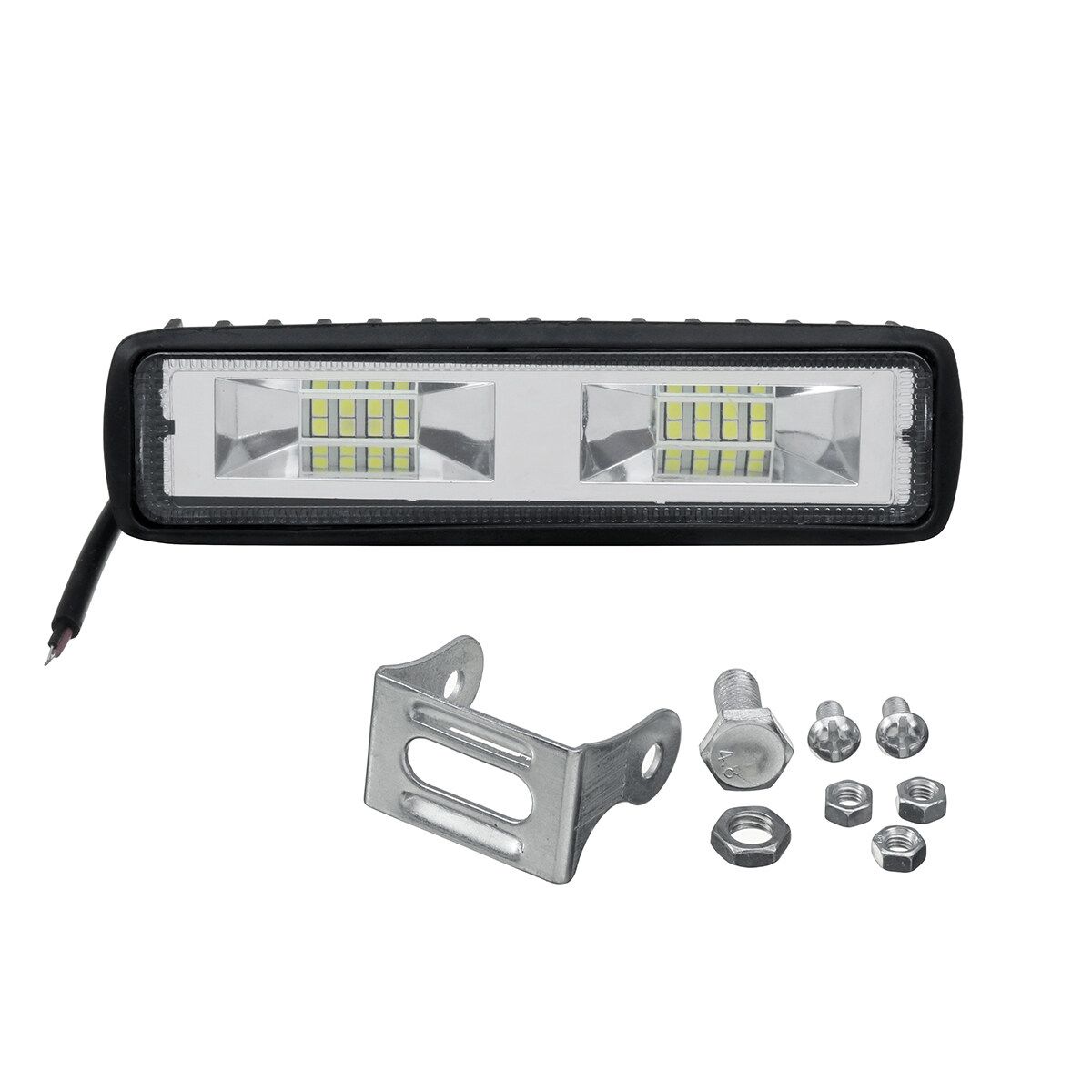 ( 6inch-Flood Beam-Universal) 16led 48W IP67 Car LED Work Light Bar Driving Lamp Inspection Lamp Strip DC10-30V For Perodua Proton ATV Truck Offroad Excavator Tractor 6500K-WHT