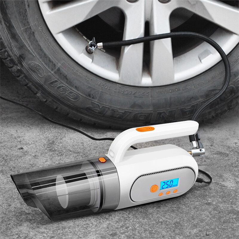 4 In 1 Digital Tyre Tire Inflator Vacuum Cleaner Wet Dry Car Cleaning 120W (White)