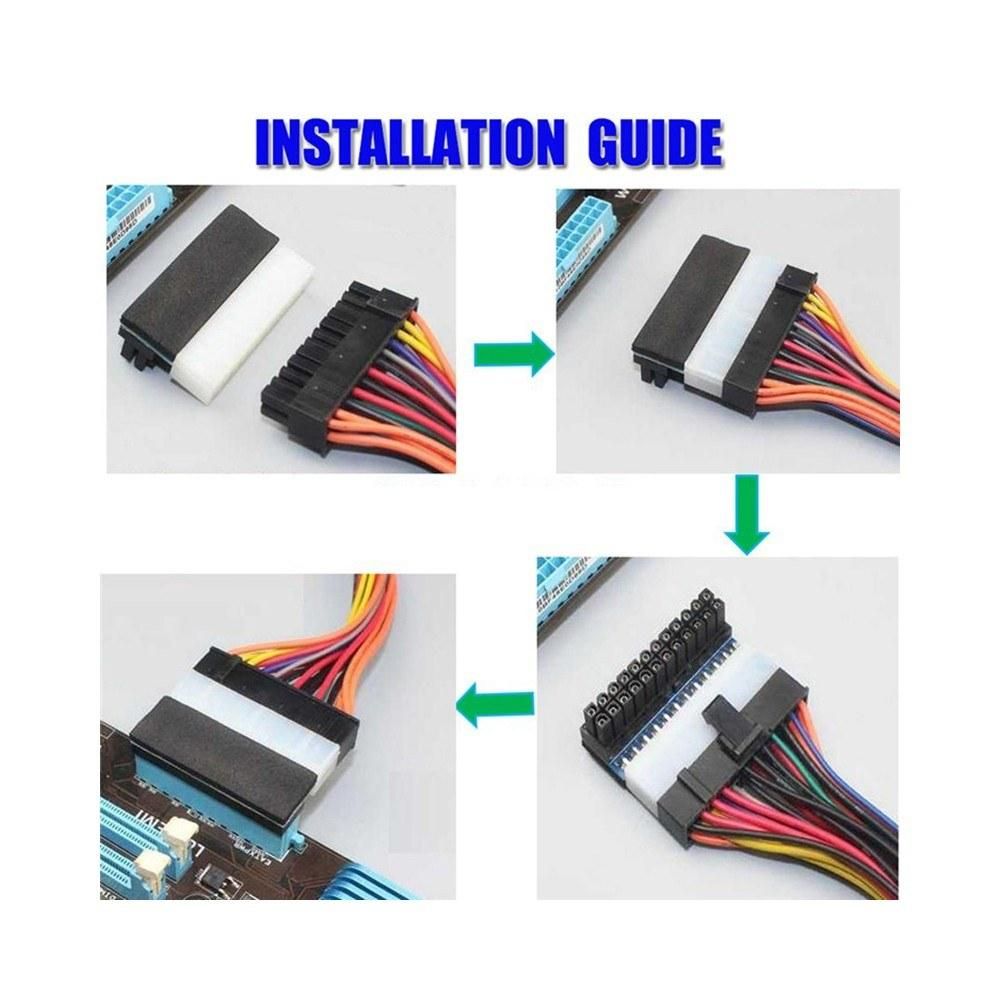 Premium Upward and Downward 90-Degree Mainboard Motherboard ATX 24Pin to 24Pin Power Adapter Connector for ATX Cable