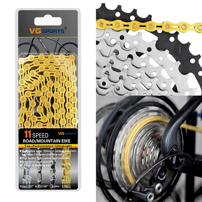 891011 Speed Bike Chain Road Bike Racing Bicycle 11 Speed Golden