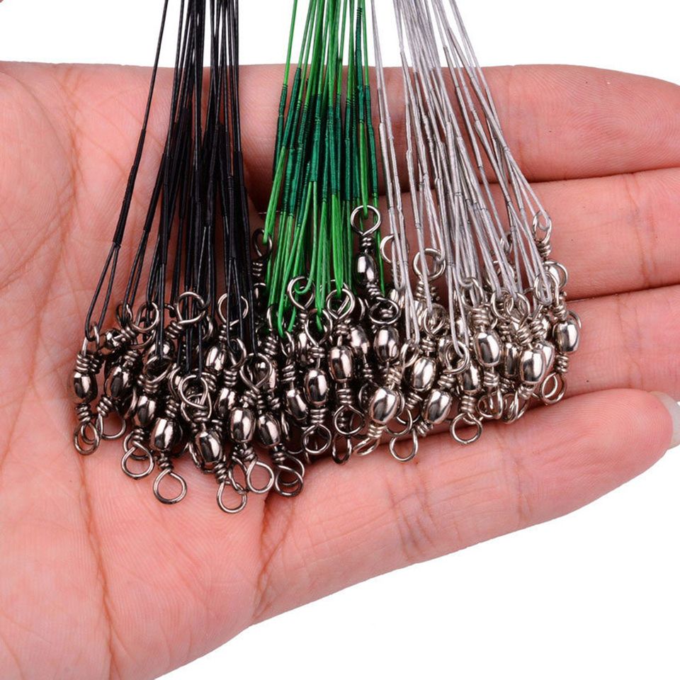 Bite Anti Fishing Swivel Accessory Lead Steel Fishing Core With 15CM-30CM Wire Line Steel Leash 20PCS Wire Leader Fishing